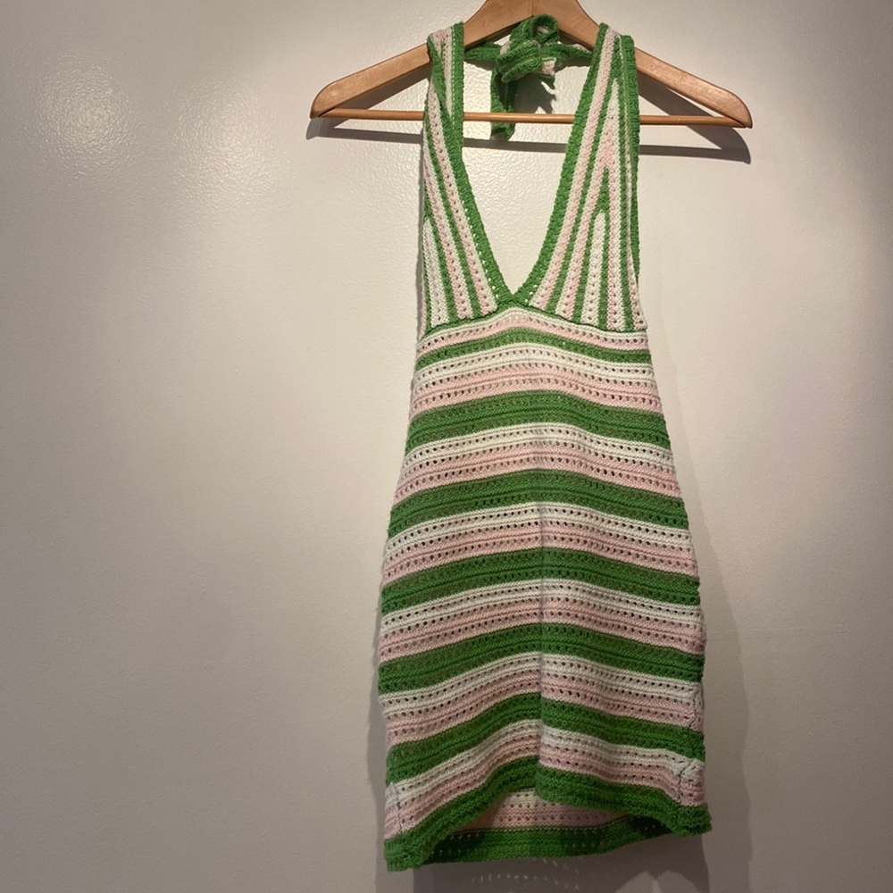 Colorful Stripped Knit Beach Coverup